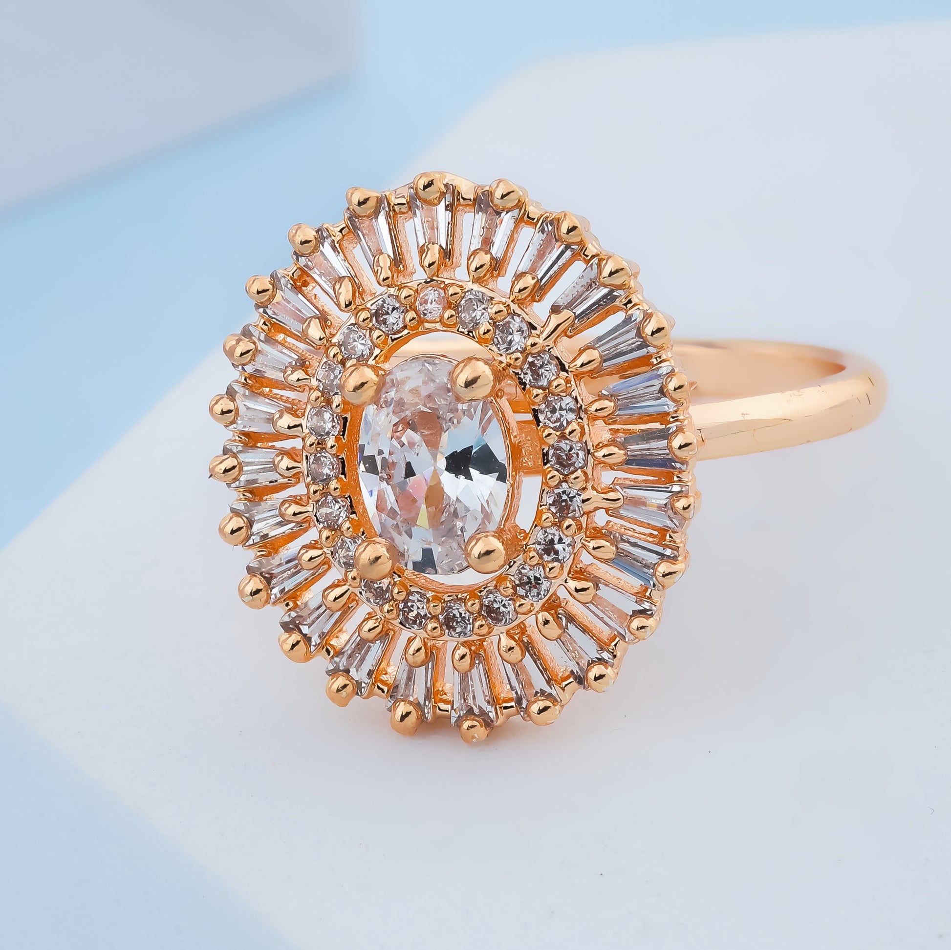 Oval Rose Gold Classic Solitaire Ring - Siyerajewels.com