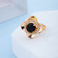 Unique Black Onyx Floral Ring - Siyerajewels.com