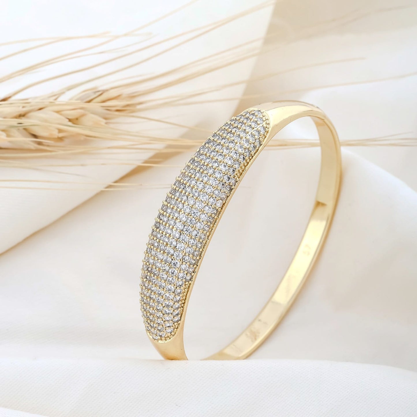 Gold Zircon Baguette Cuff Bracelet - Siyerajewels.com