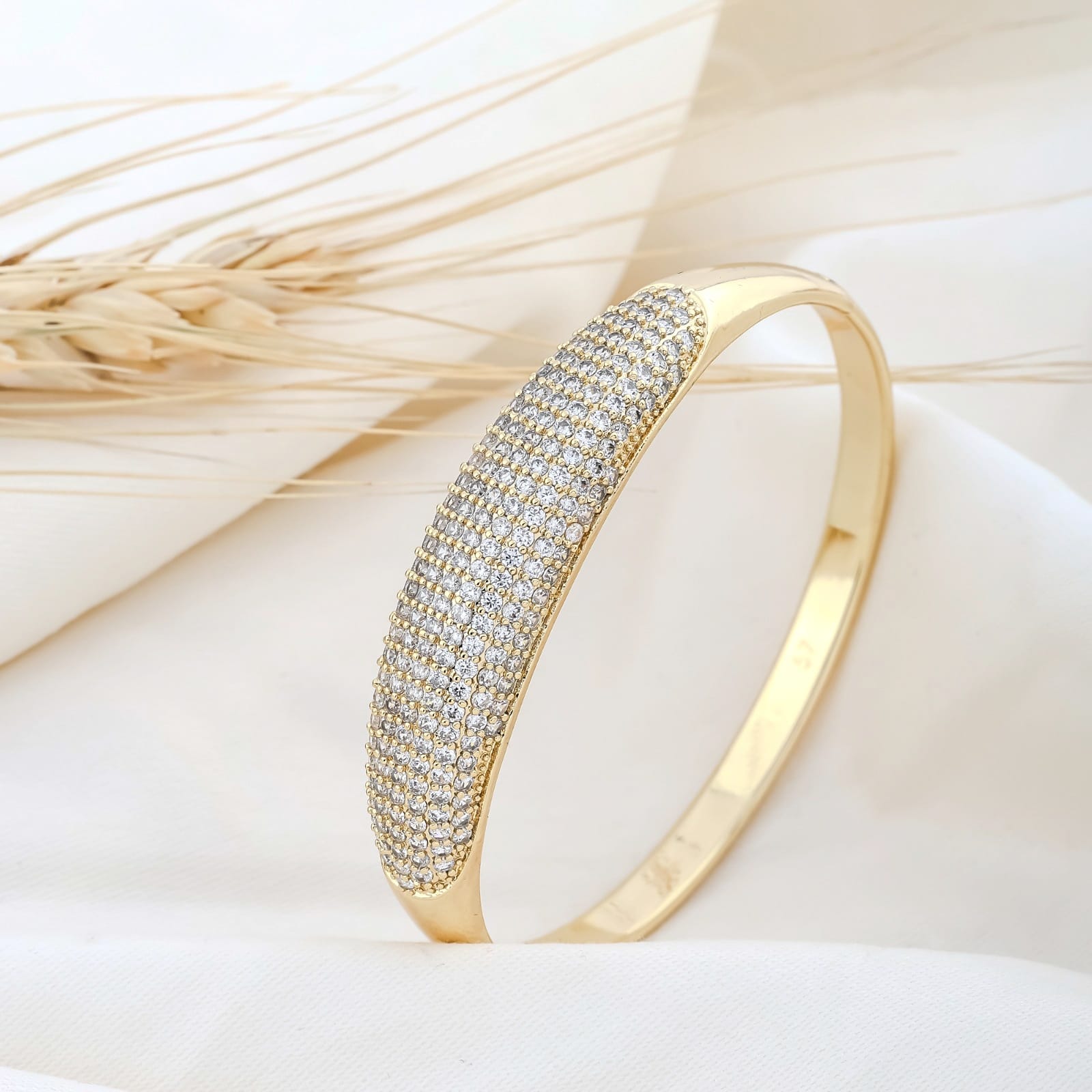 Gold Zircon Baguette Cuff Bracelet - Siyerajewels.com