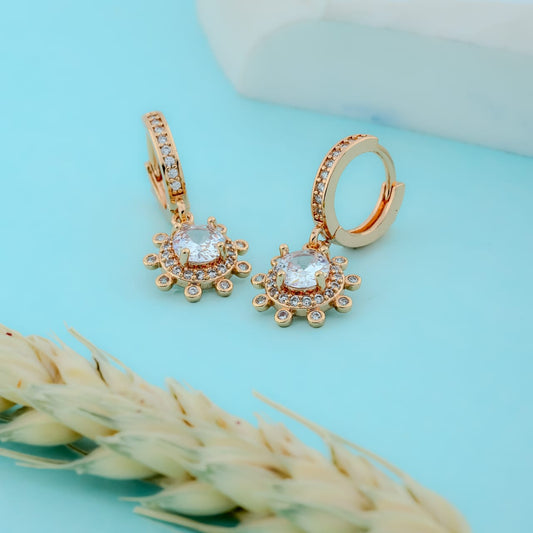 Flower Shaped With Stones Bali Earring - Siyerajewels.com