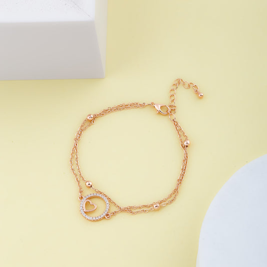 Rose Gold Heart Hale Chain Bracelet - Siyerajewels.com