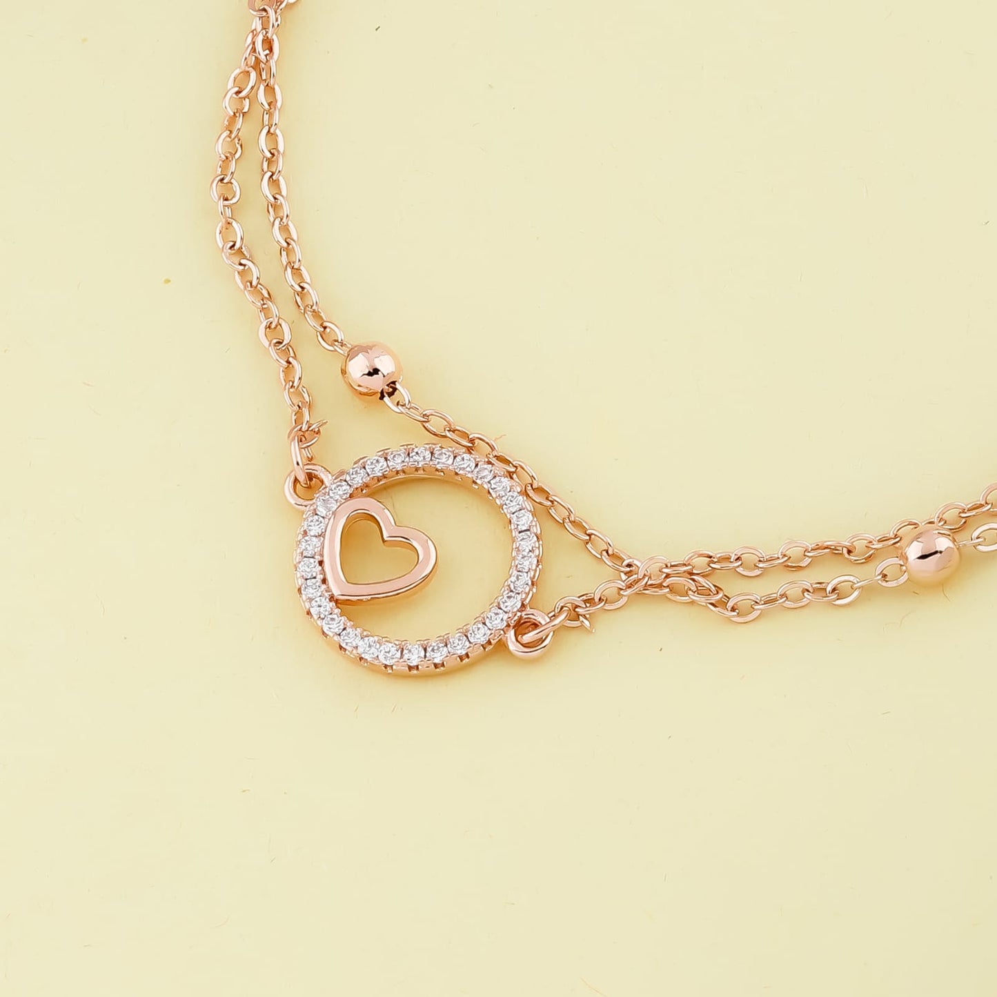 Rose Gold Heart Hale Chain Bracelet - Siyerajewels.com