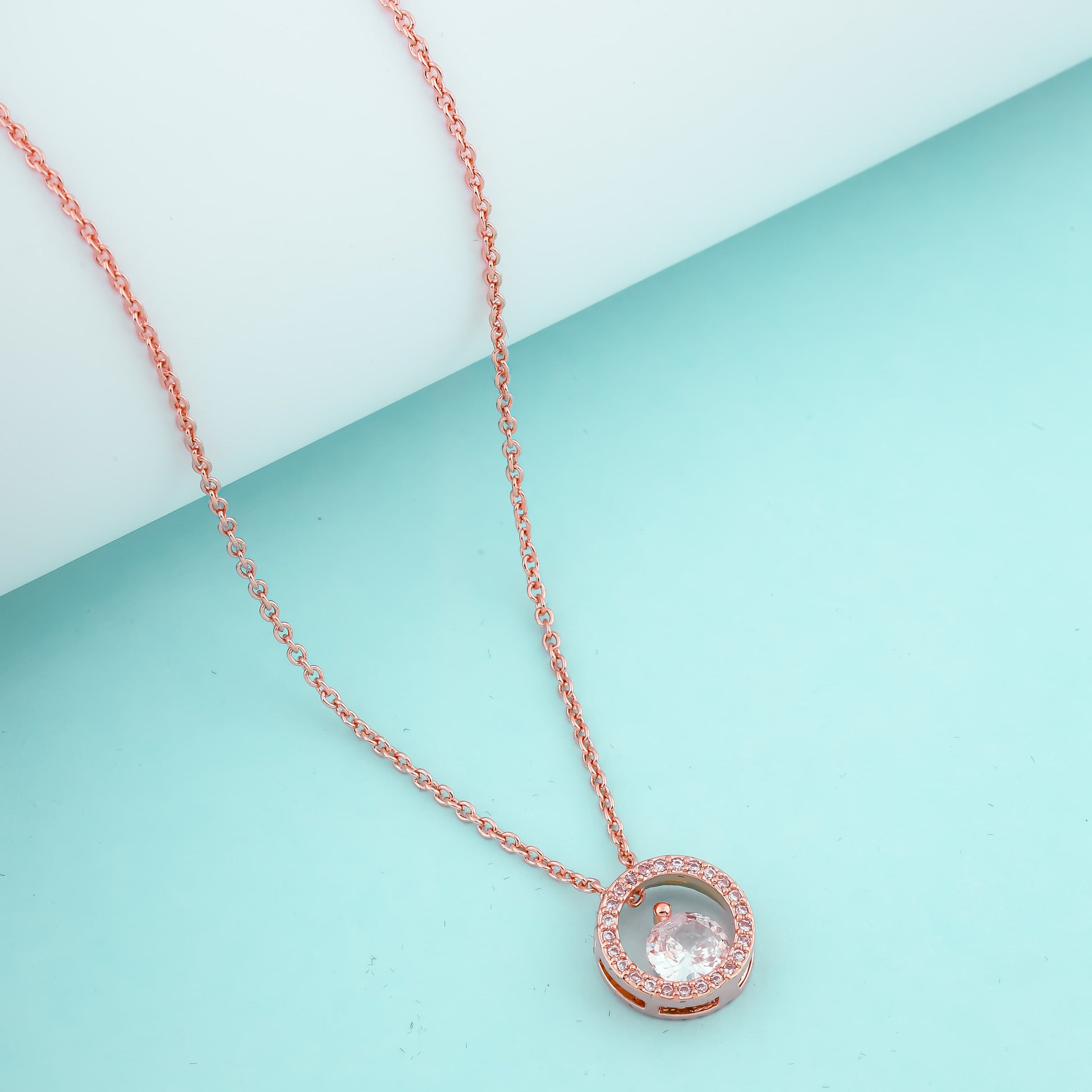 Rose Gold Halo Necklace - Siyerajewels.com