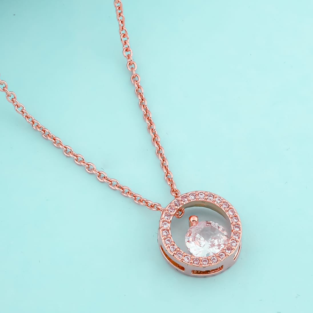 Rose Gold Halo Necklace - Siyerajewels.com