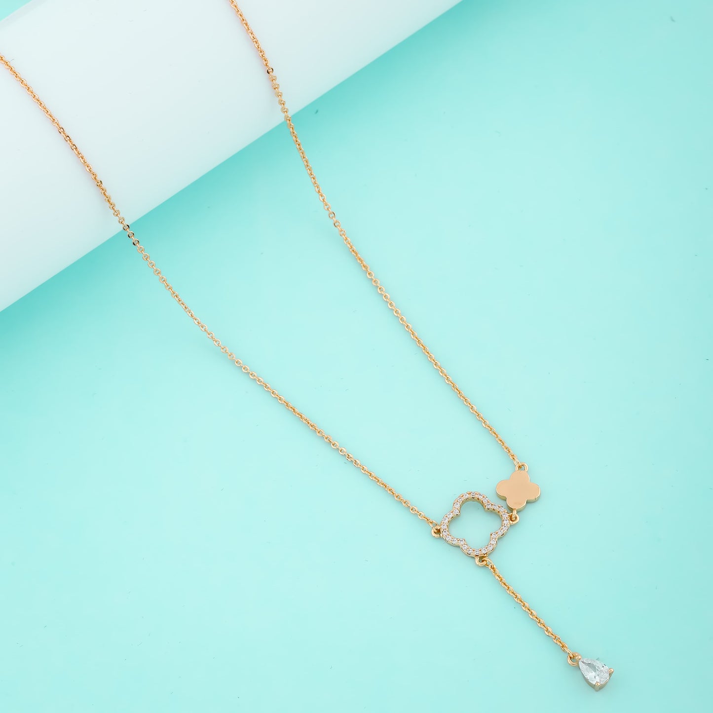 Rose Gold Zircon Arc Necklace - Siyerajewels.com