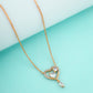 Rose Gold Double Heart Pendant With Link dimond - Siyerajewels.com