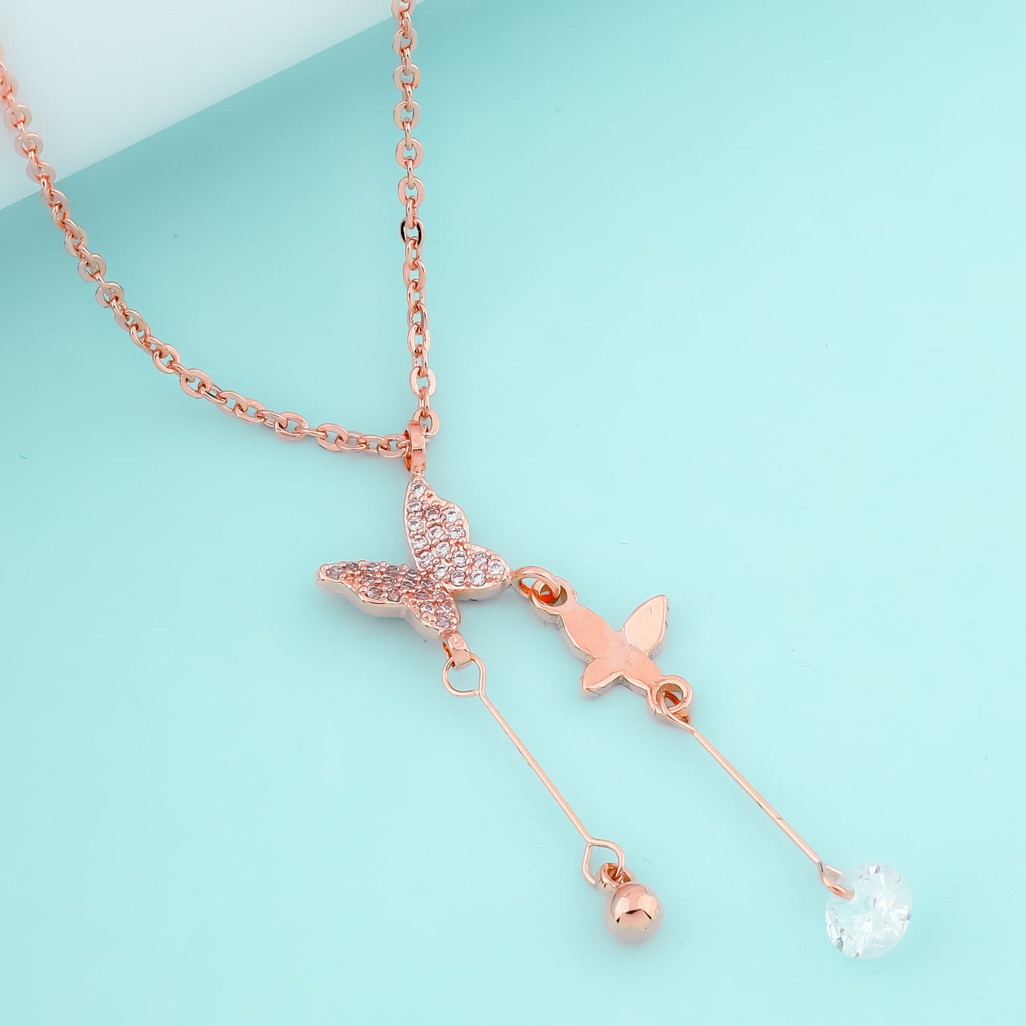 Too rose butterfly necklace - Siyerajewels.com