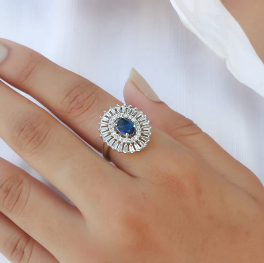 Classic Royal Blue Oval Ring - Siyerajewels.com