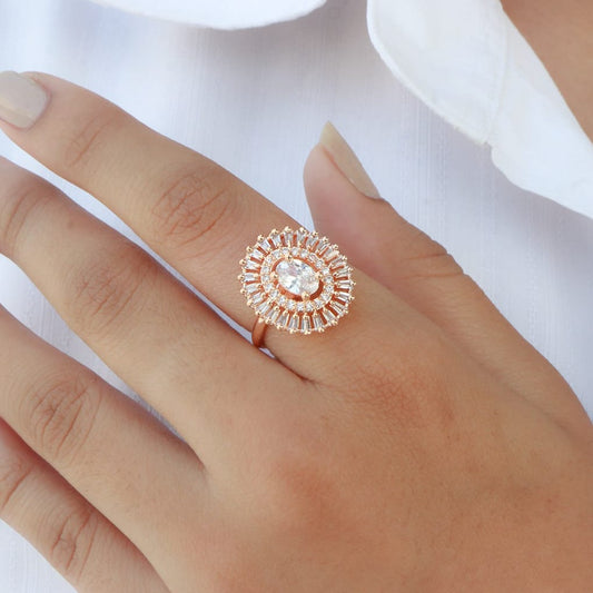 Oval Rose Gold Classic Solitaire Ring - Siyerajewels.com